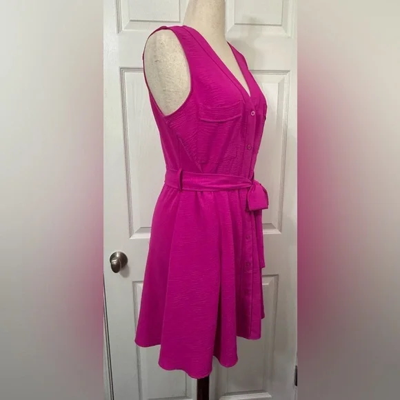 DKNY Fuchsia Button-Down Midi Dress - Picture 2 of 12
